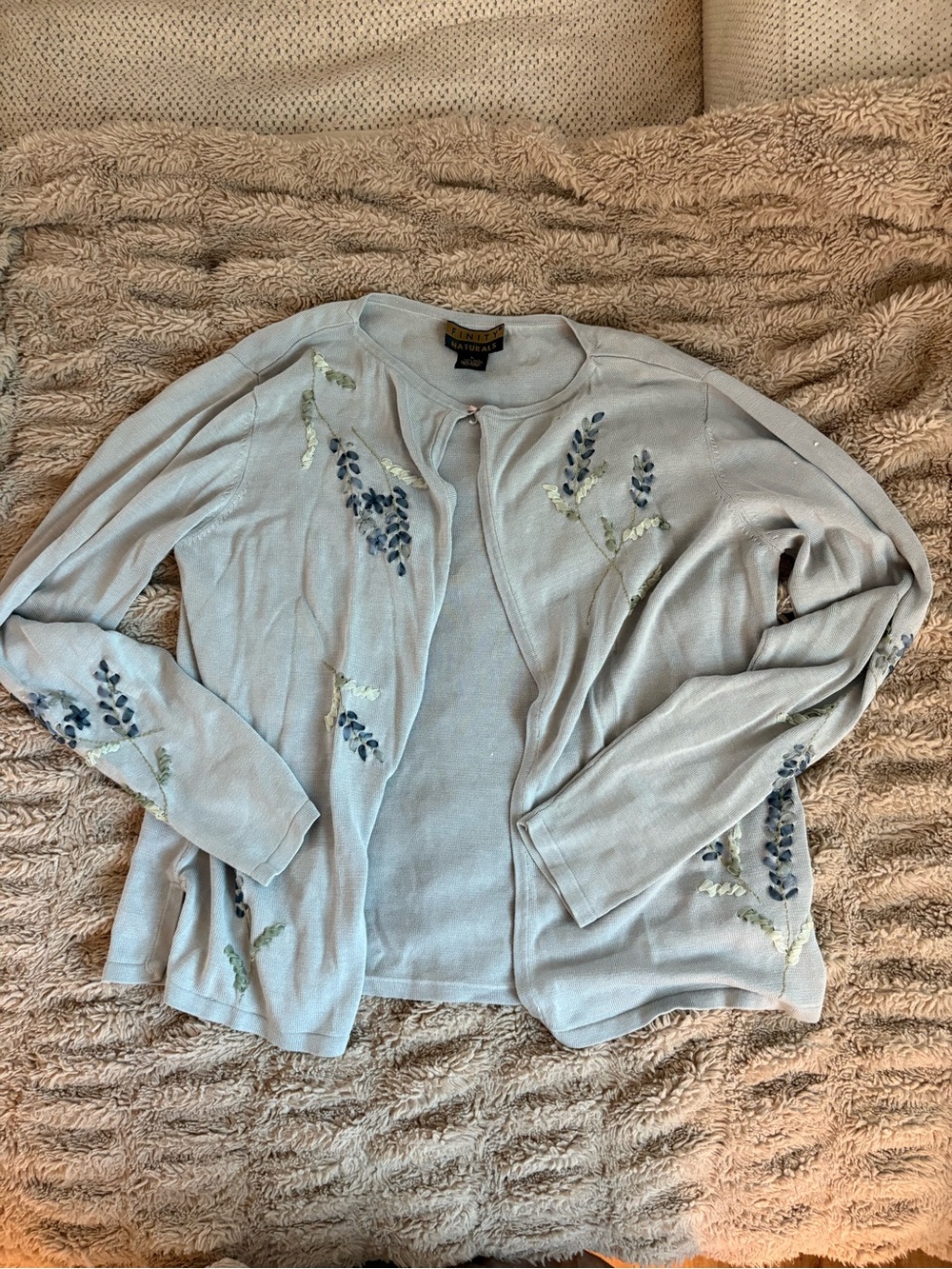Vintage Light Lavender Embroidered Cardigan